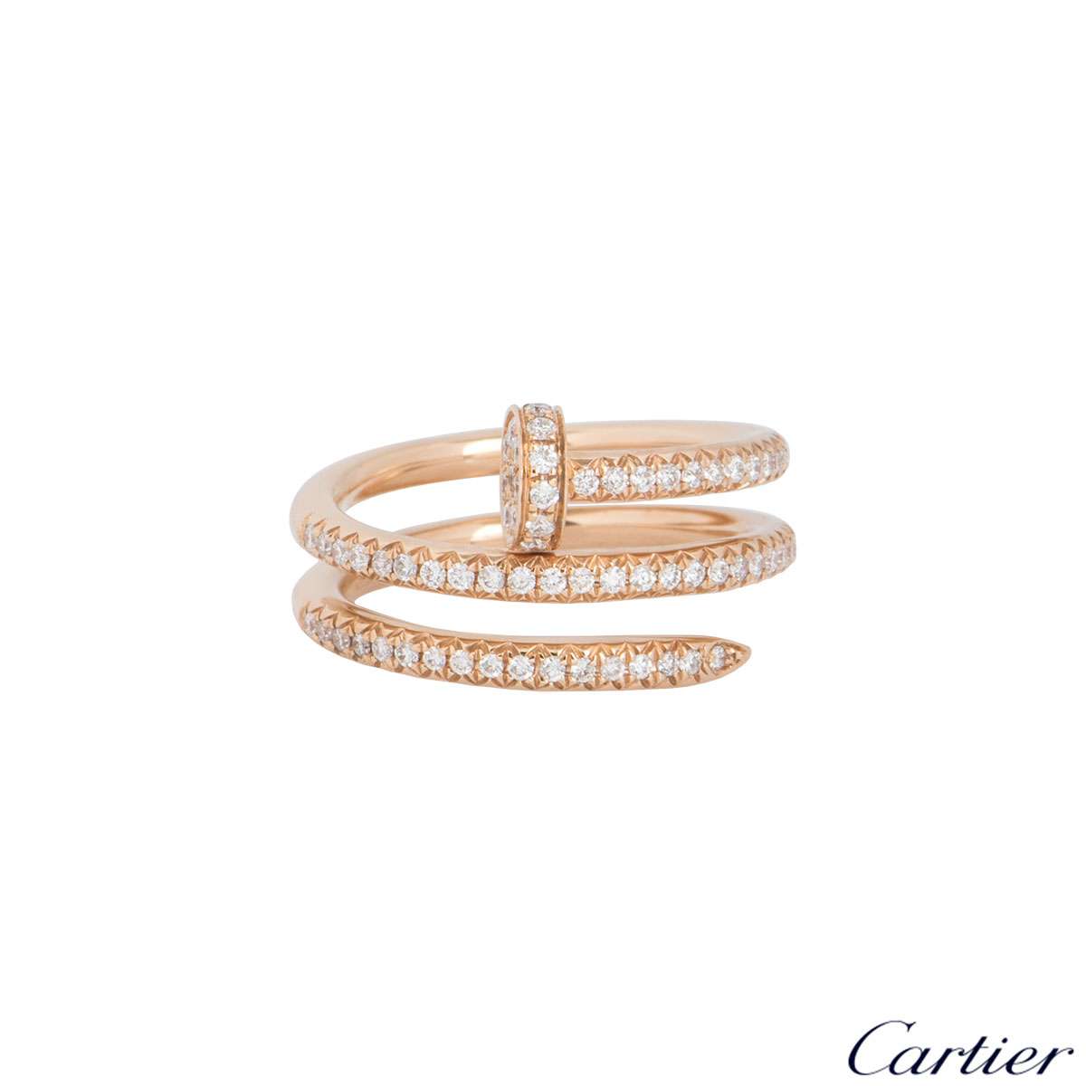 Cartier Rose Gold Full Diamond Juste Un Clou Ring Size 52 B4210952 ...